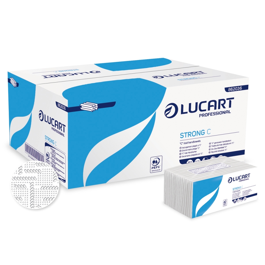 Asciugamani piegati a "C" Lucart Strong C 23x33 cm 1 velo conf. da 192 ff Foto prodotto